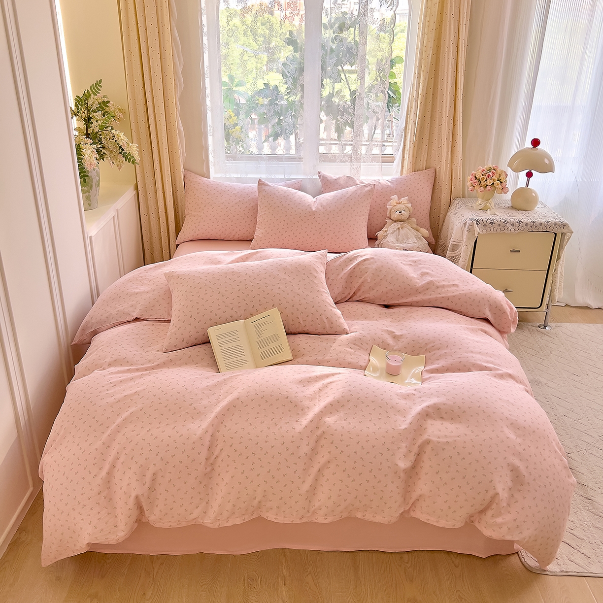 91家纺网 家纺一手货源 找家纺 DoDo 兜兜 2026新款全棉纯棉柔软双层纱套件系列（可定做尺寸） 甜梦