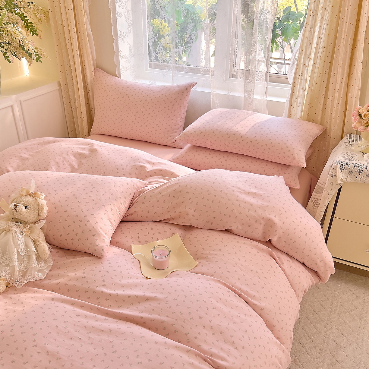 91家纺网 家纺一手货源 找家纺 DoDo 兜兜 2026新款全棉纯棉柔软双层纱套件系列（可定做尺寸） 甜梦