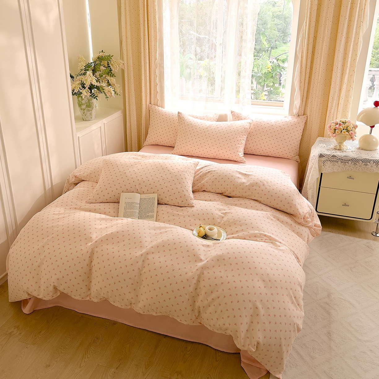 91家纺网 家纺一手货源 找家纺 DoDo 兜兜 2026新款全棉纯棉柔软双层纱套件系列（可定做尺寸） 安妮