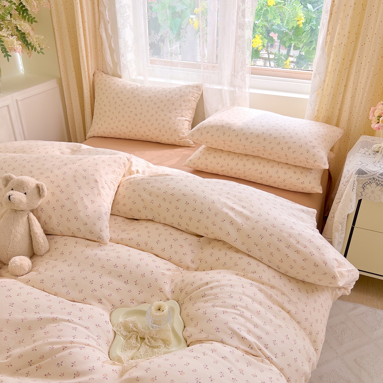 91家纺网 家纺一手货源 找家纺 DoDo 兜兜 2026新款全棉纯棉柔软双层纱套件系列（可定做尺寸） 乔安娜