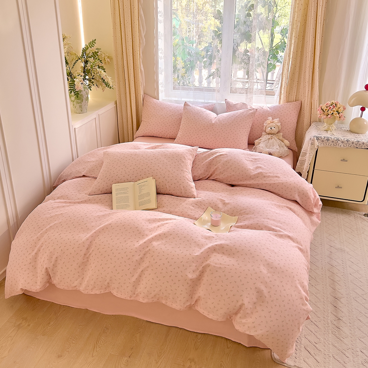 91家纺网 家纺一手货源 找家纺 DoDo 兜兜 2026新款全棉纯棉柔软双层纱套件系列（可定做尺寸） 甜梦