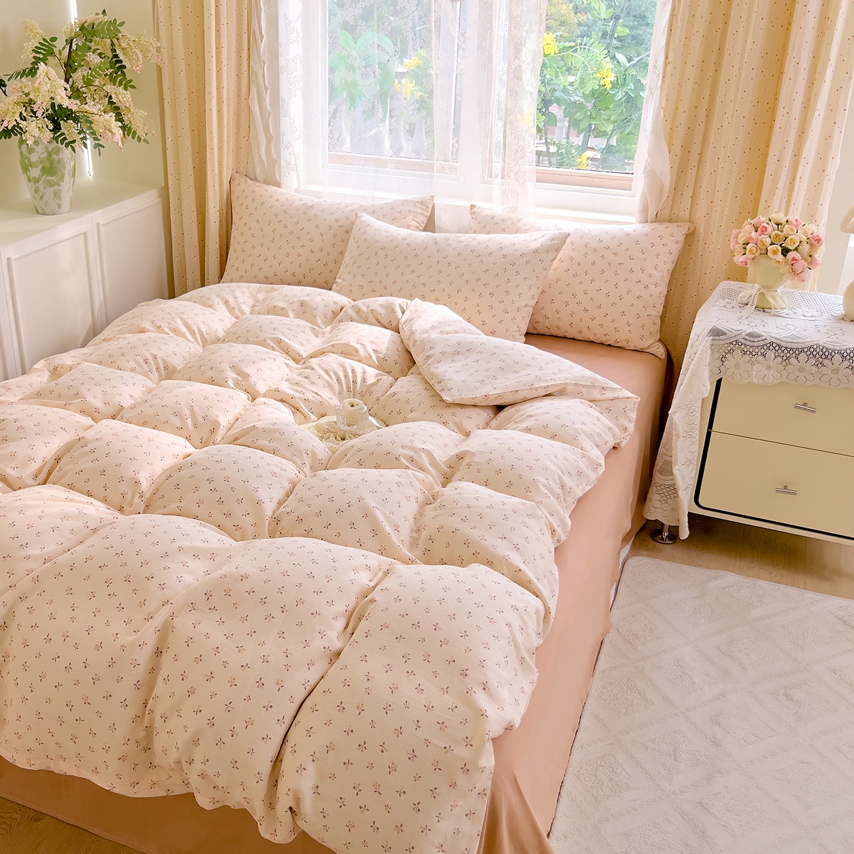 91家纺网 家纺一手货源 找家纺 DoDo 兜兜 2026新款全棉纯棉柔软双层纱套件系列（可定做尺寸） 乔安娜