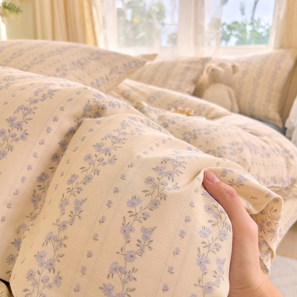 91家纺网 家纺一手货源 找家纺 DoDo 兜兜 2026新款全棉纯棉柔软双层纱套件系列（可定做尺寸） 芷若