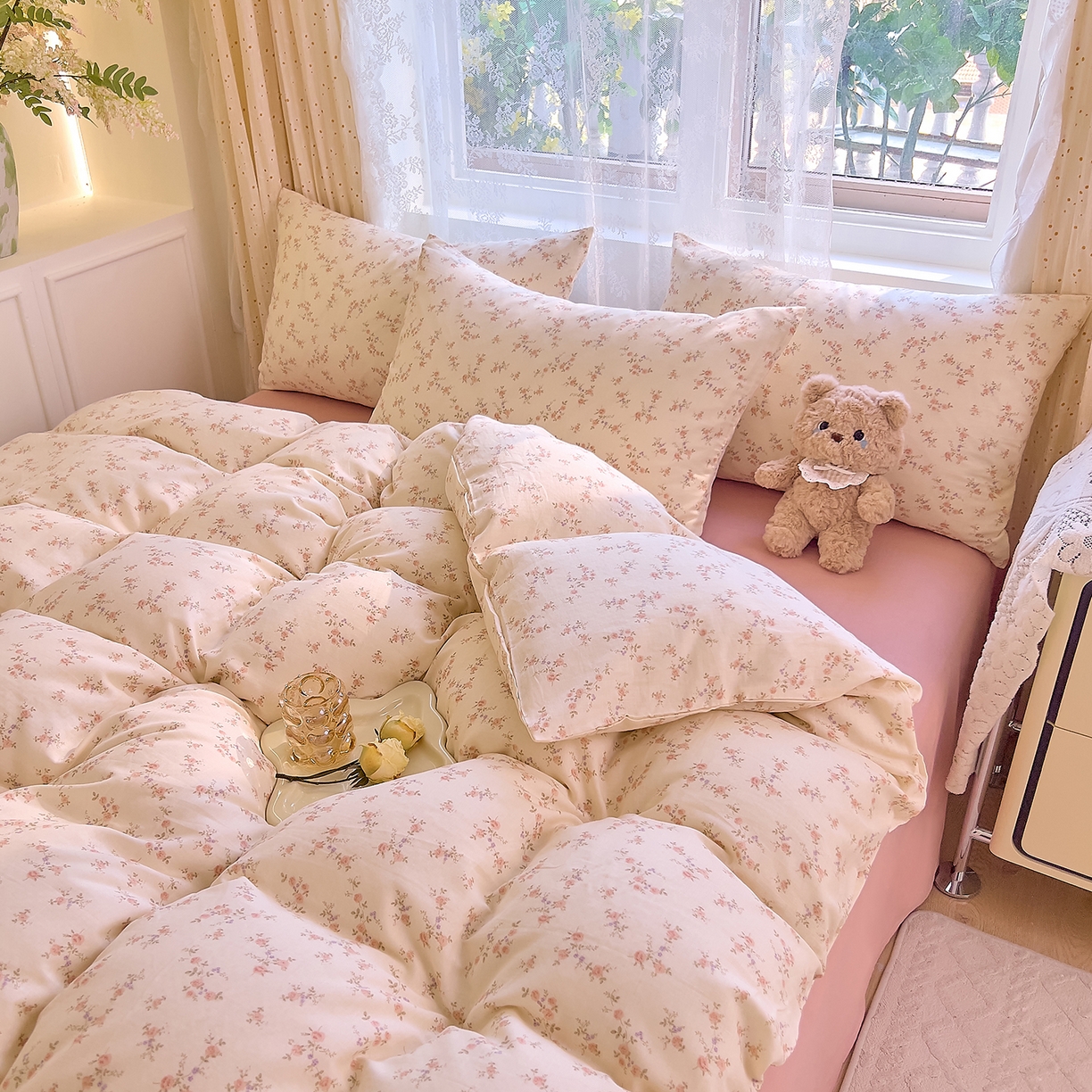 91家纺网 家纺一手货源 找家纺 DoDo 兜兜 2026新款全棉纯棉柔软双层纱套件系列（可定做尺寸） 美娜