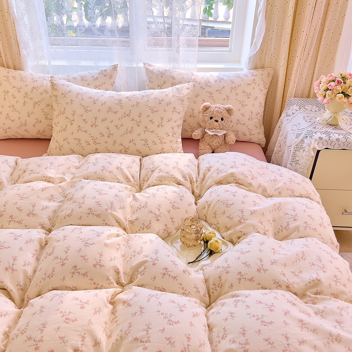 91家纺网 家纺一手货源 找家纺 DoDo 兜兜 2026新款全棉纯棉柔软双层纱套件系列（可定做尺寸） 美娜