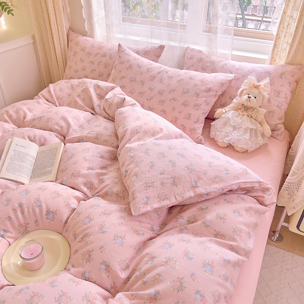 91家纺网 家纺一手货源 找家纺 DoDo 兜兜 2026新款全棉纯棉柔软双层纱套件系列（可定做尺寸） 浅茉