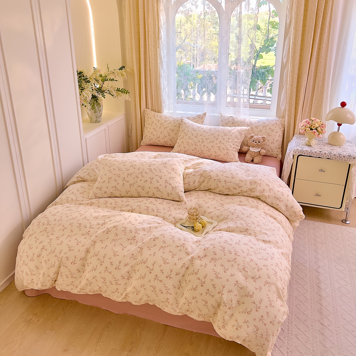 91家纺网 家纺一手货源 找家纺 DoDo 兜兜 2026新款全棉纯棉柔软双层纱套件系列（可定做尺寸） 美娜