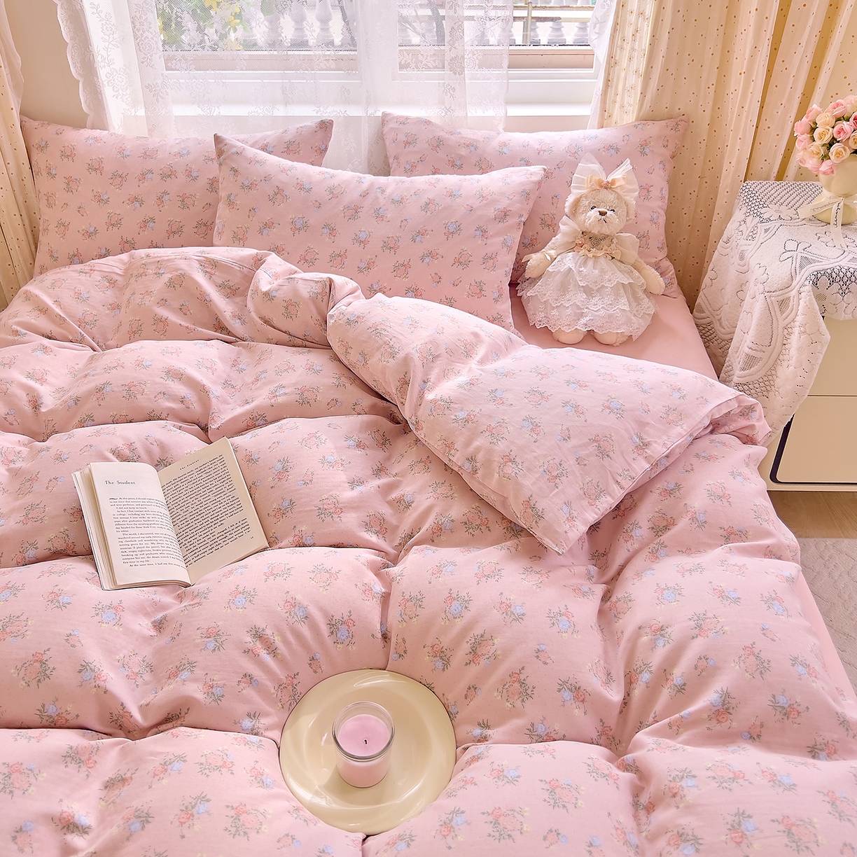 91家纺网 家纺一手货源 找家纺 DoDo 兜兜 2026新款全棉纯棉柔软双层纱套件系列（可定做尺寸） 浅茉