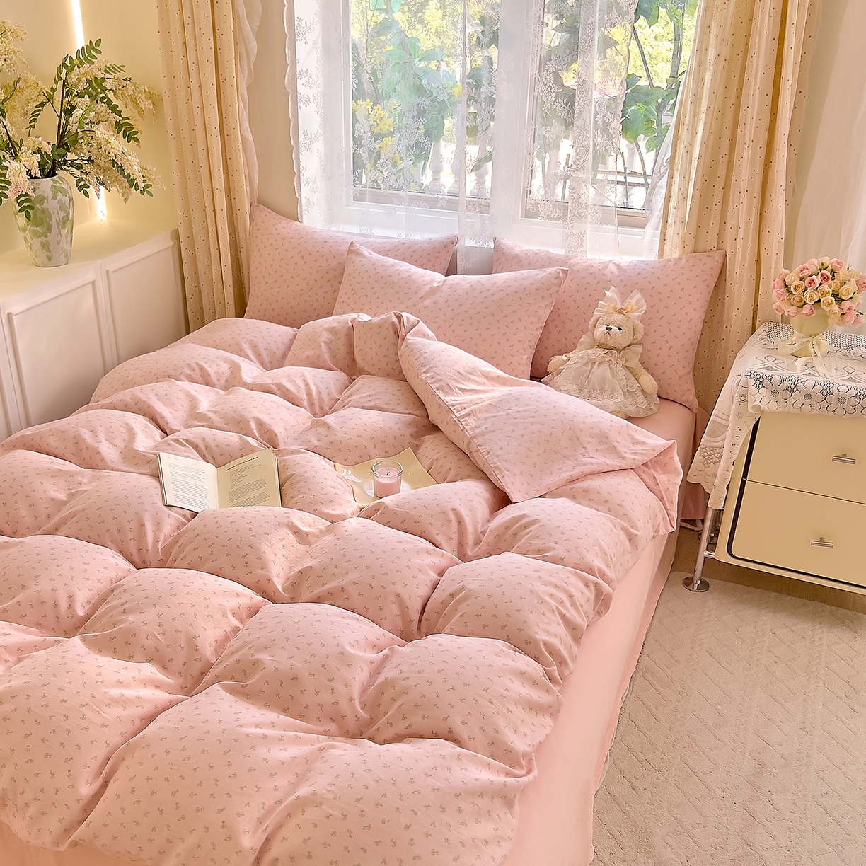 91家纺网 家纺一手货源 找家纺 DoDo 兜兜 2026新款全棉纯棉柔软双层纱套件系列（可定做尺寸） 甜梦