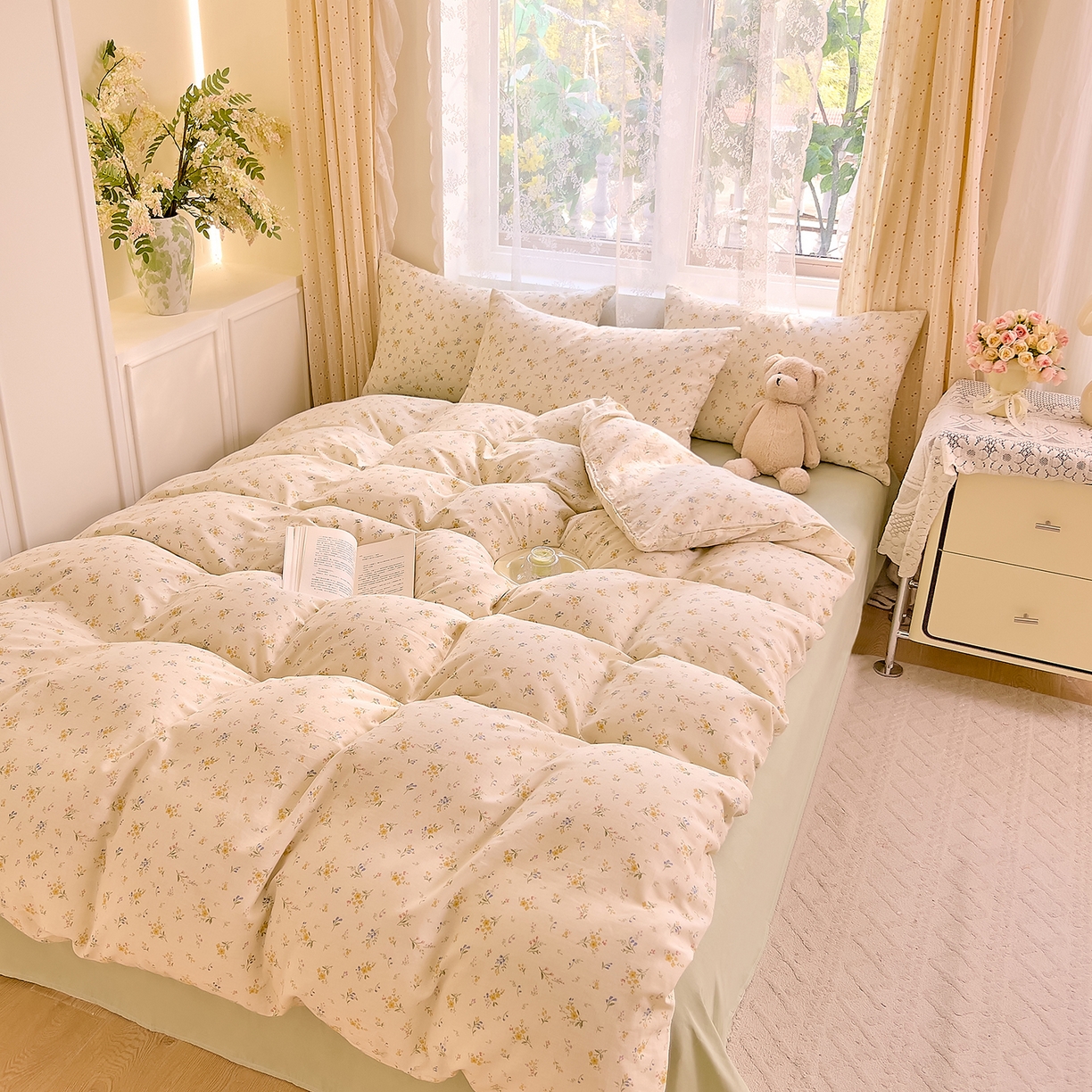 91家纺网 家纺一手货源 找家纺 DoDo 兜兜 2026新款全棉纯棉柔软双层纱套件系列（可定做尺寸） 伊卡