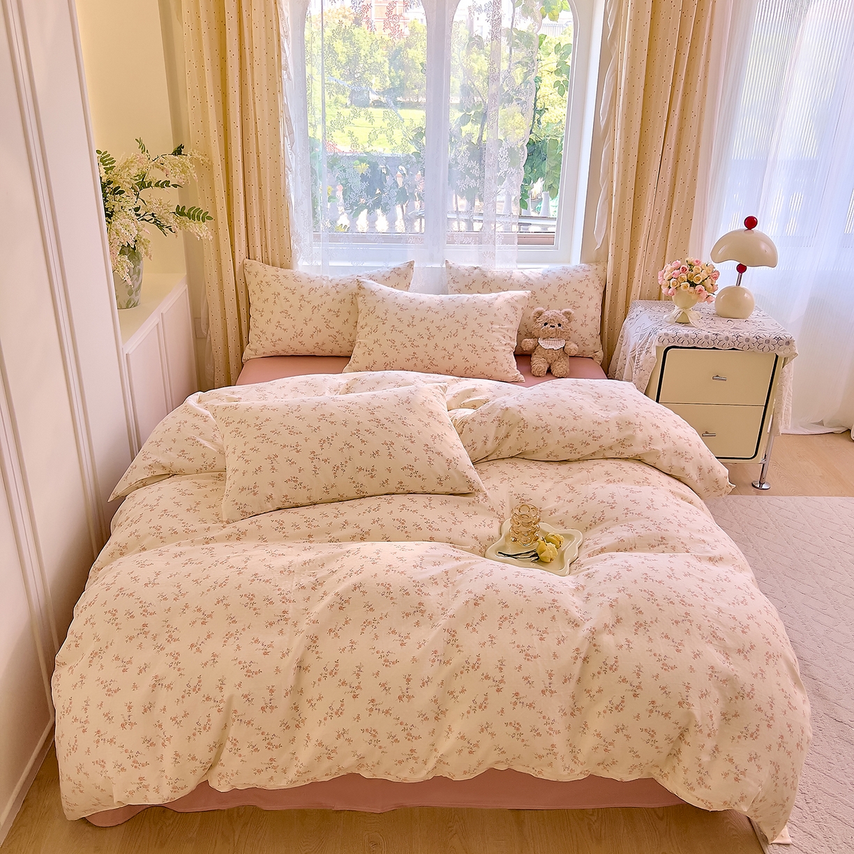 91家纺网 家纺一手货源 找家纺 DoDo 兜兜 2026新款全棉纯棉柔软双层纱套件系列（可定做尺寸） 美娜