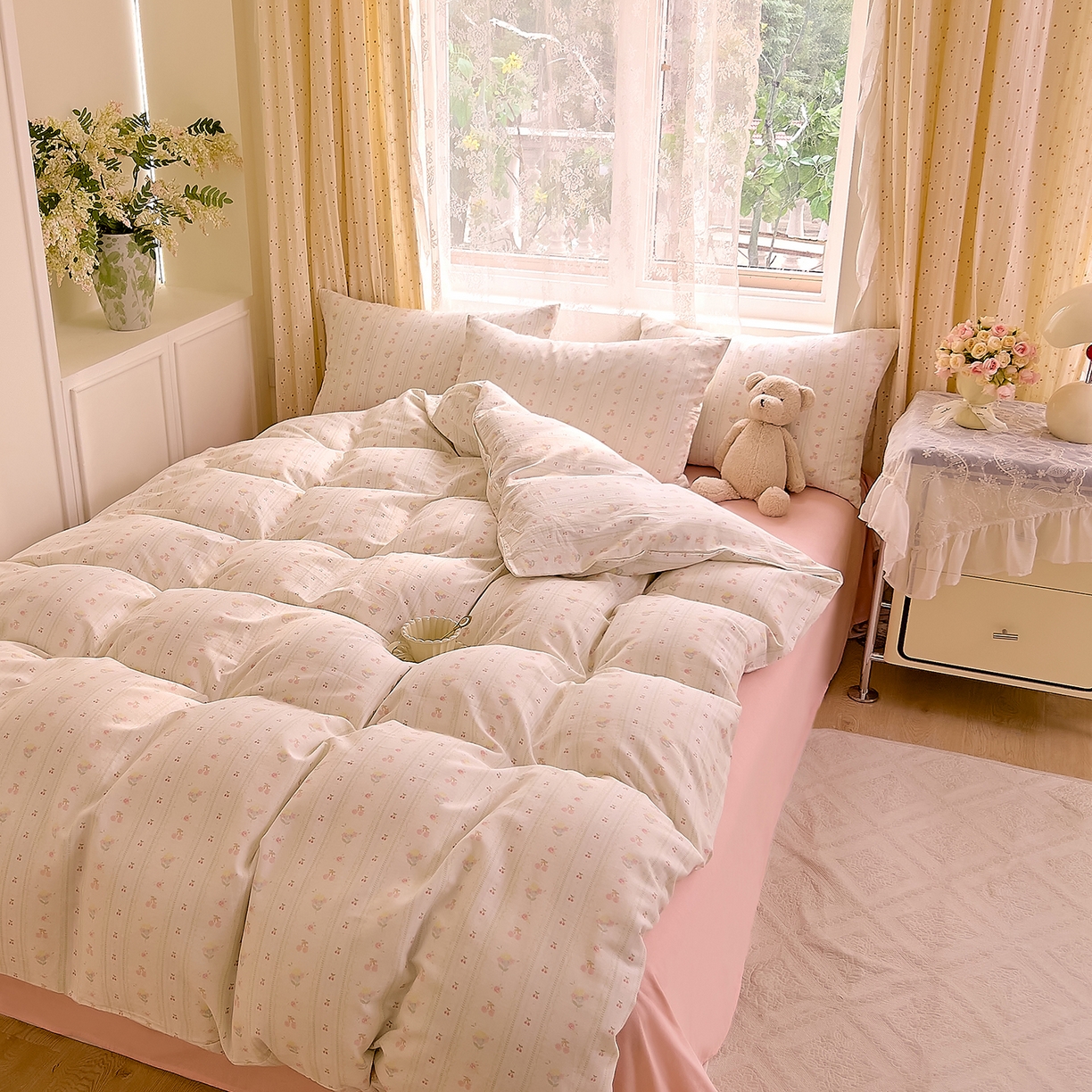 91家纺网 家纺一手货源 找家纺 DoDo 兜兜 2026新款全棉纯棉柔软双层纱套件系列（可定做尺寸） 软芙