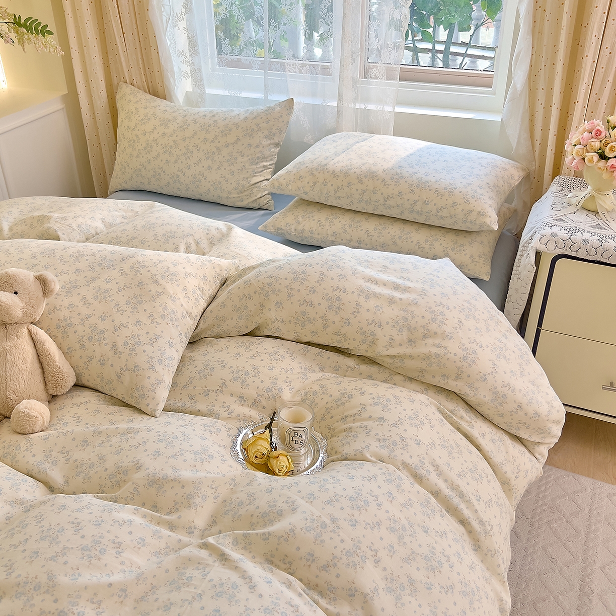 91家纺网 家纺一手货源 找家纺 DoDo 兜兜 2026新款全棉纯棉柔软双层纱套件系列（可定做尺寸） 爱洛伊