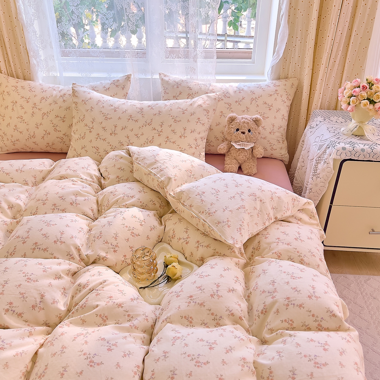 91家纺网 家纺一手货源 找家纺 DoDo 兜兜 2026新款全棉纯棉柔软双层纱套件系列（可定做尺寸） 美娜