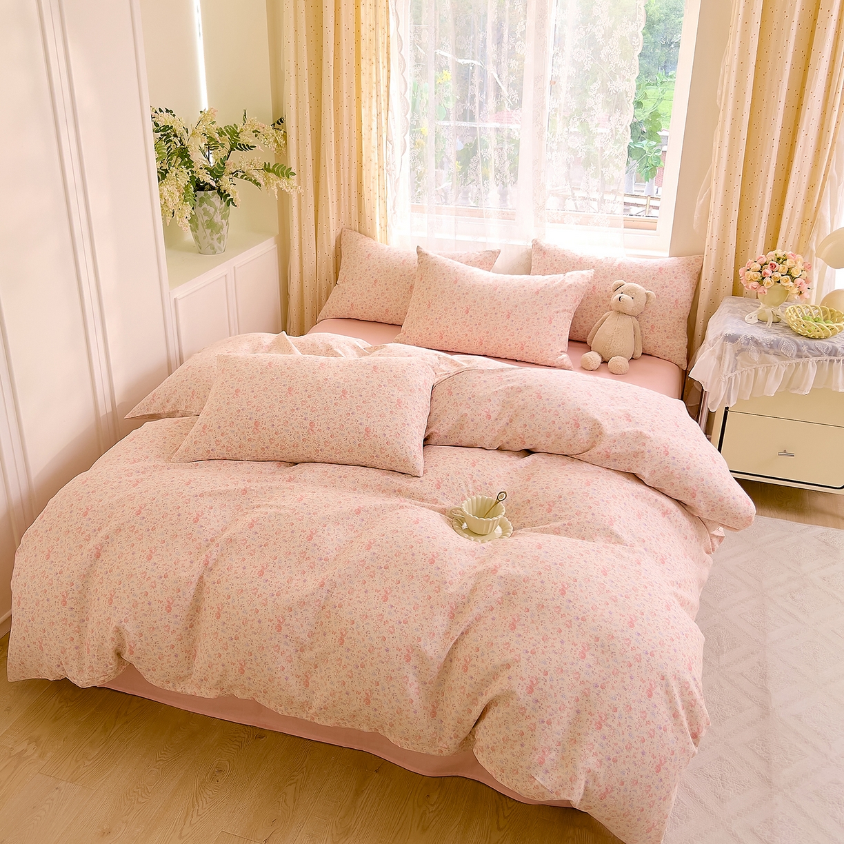 91家纺网 家纺一手货源 找家纺 DoDo 兜兜 2026新款全棉纯棉柔软双层纱套件系列（可定做尺寸） 木兮