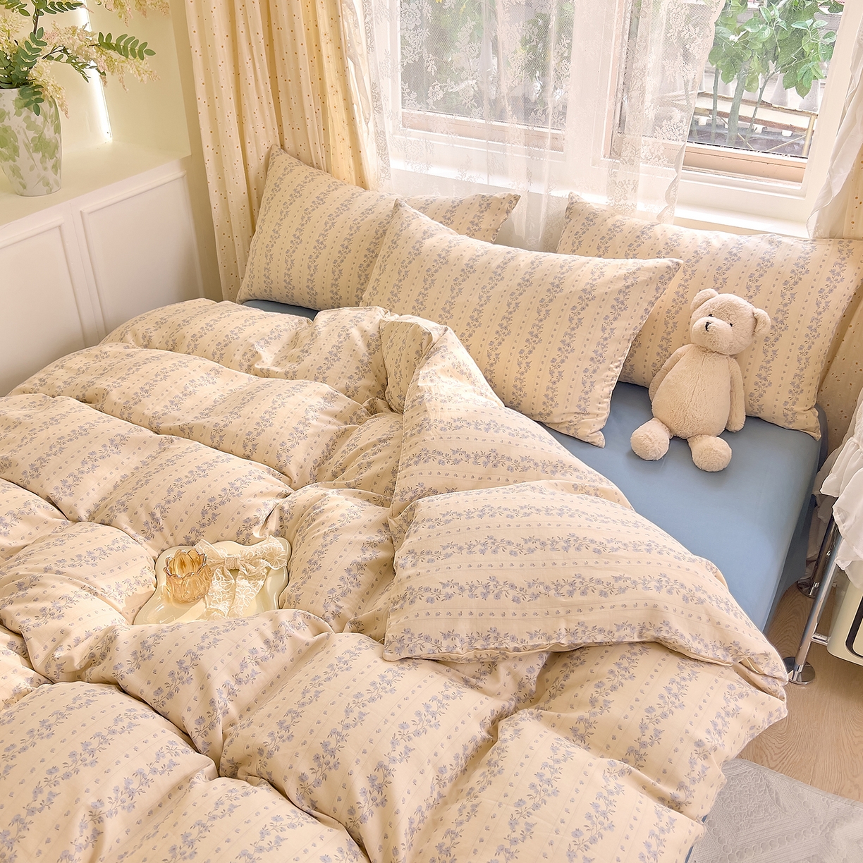 91家纺网 家纺一手货源 找家纺 DoDo 兜兜 2026新款全棉纯棉柔软双层纱套件系列（可定做尺寸） 芷若