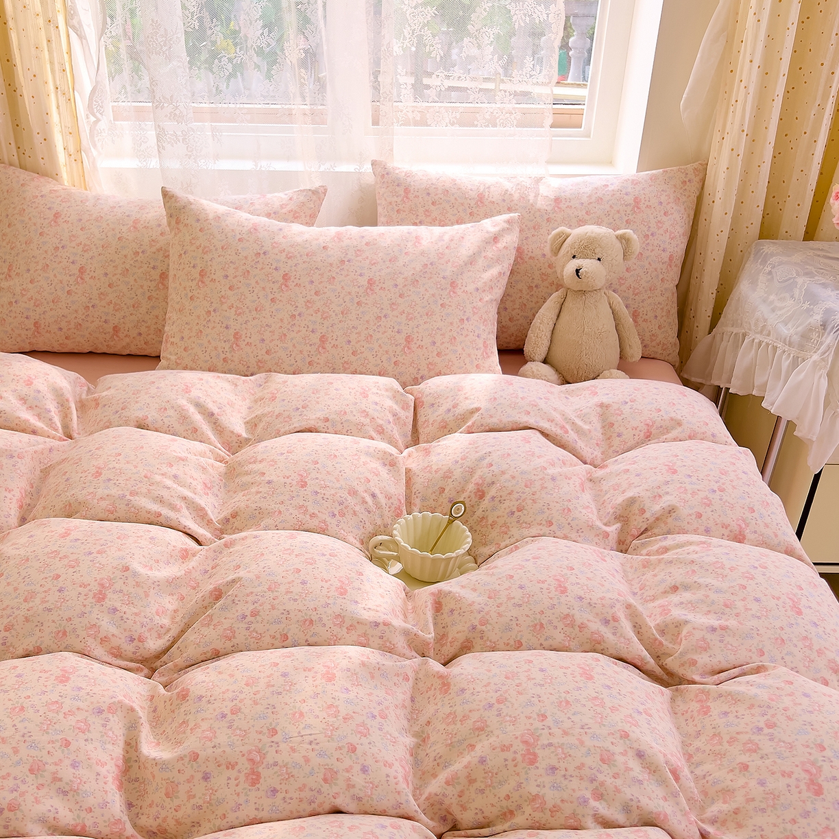 91家纺网 家纺一手货源 找家纺 DoDo 兜兜 2026新款全棉纯棉柔软双层纱套件系列（可定做尺寸） 木兮