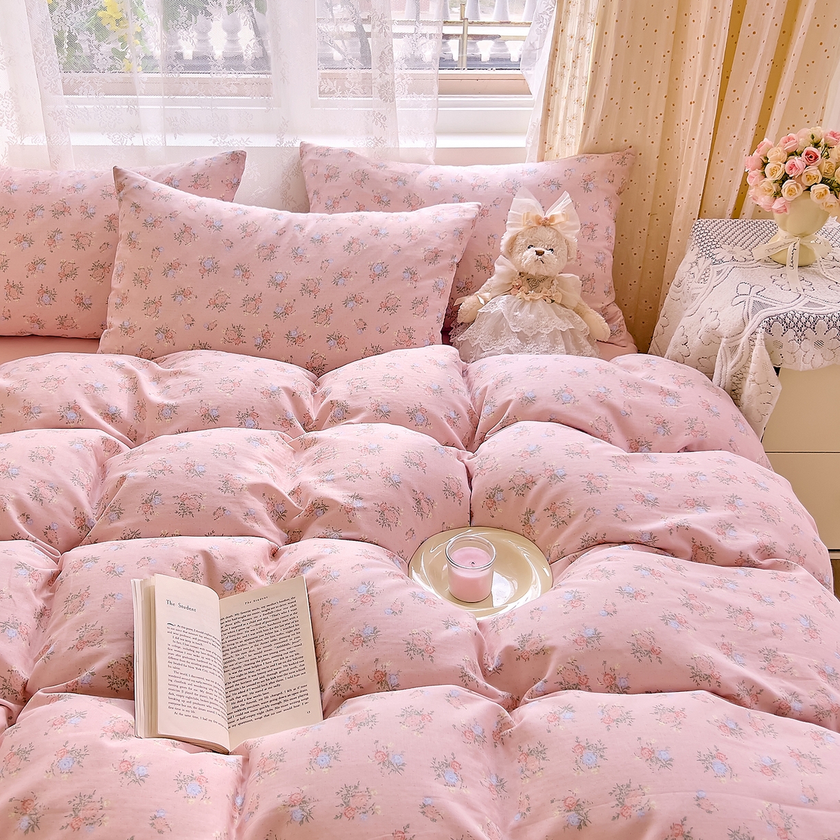 91家纺网 家纺一手货源 找家纺 DoDo 兜兜 2026新款全棉纯棉柔软双层纱套件系列（可定做尺寸） 浅茉