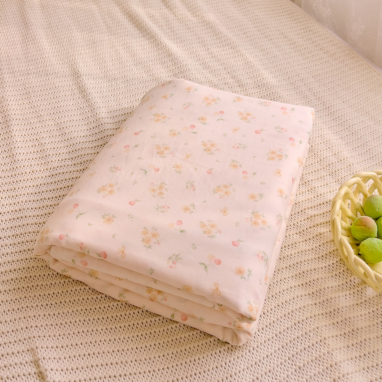 91家纺网 家纺一手货源 找家纺 DoDo 兜兜 2026新款全棉纯棉柔软双层纱套件系列（可定做尺寸） 格桑花-黄