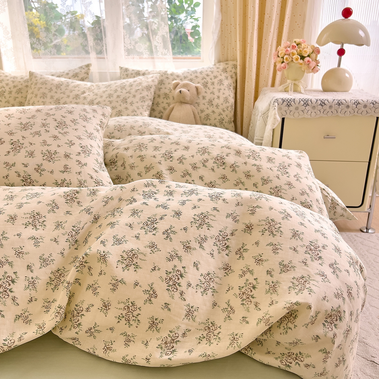 91家纺网 家纺一手货源 找家纺 DoDo 兜兜 2026新款全棉纯棉柔软双层纱套件系列（可定做尺寸） 香草