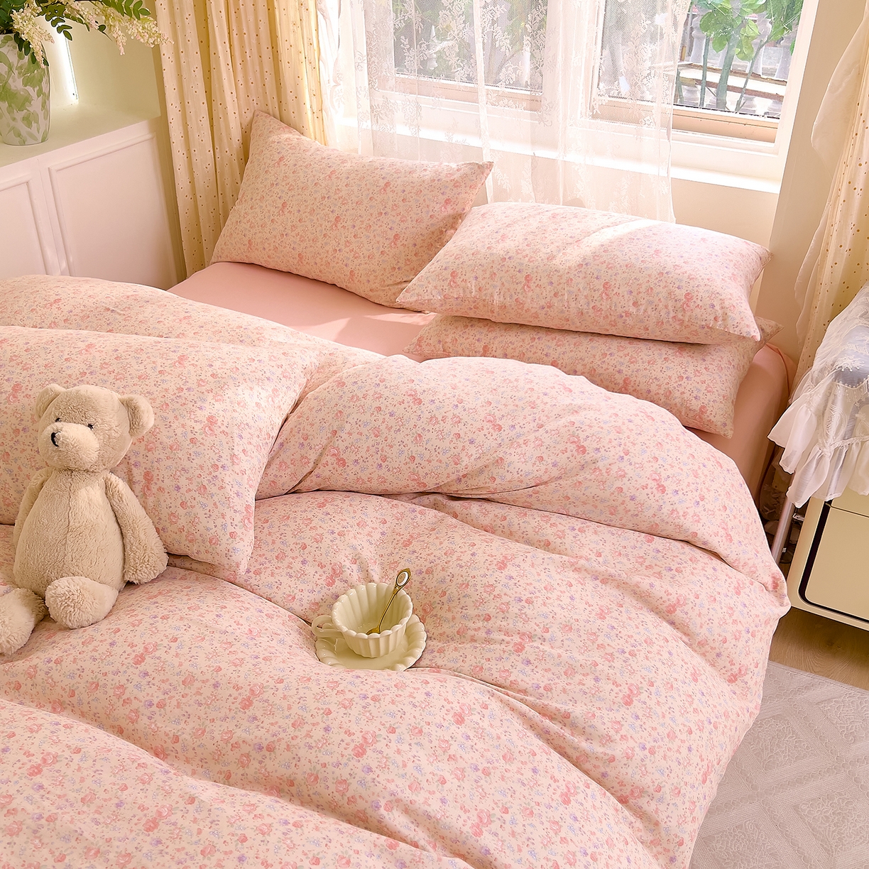 91家纺网 家纺一手货源 找家纺 DoDo 兜兜 2026新款全棉纯棉柔软双层纱套件系列（可定做尺寸） 木兮