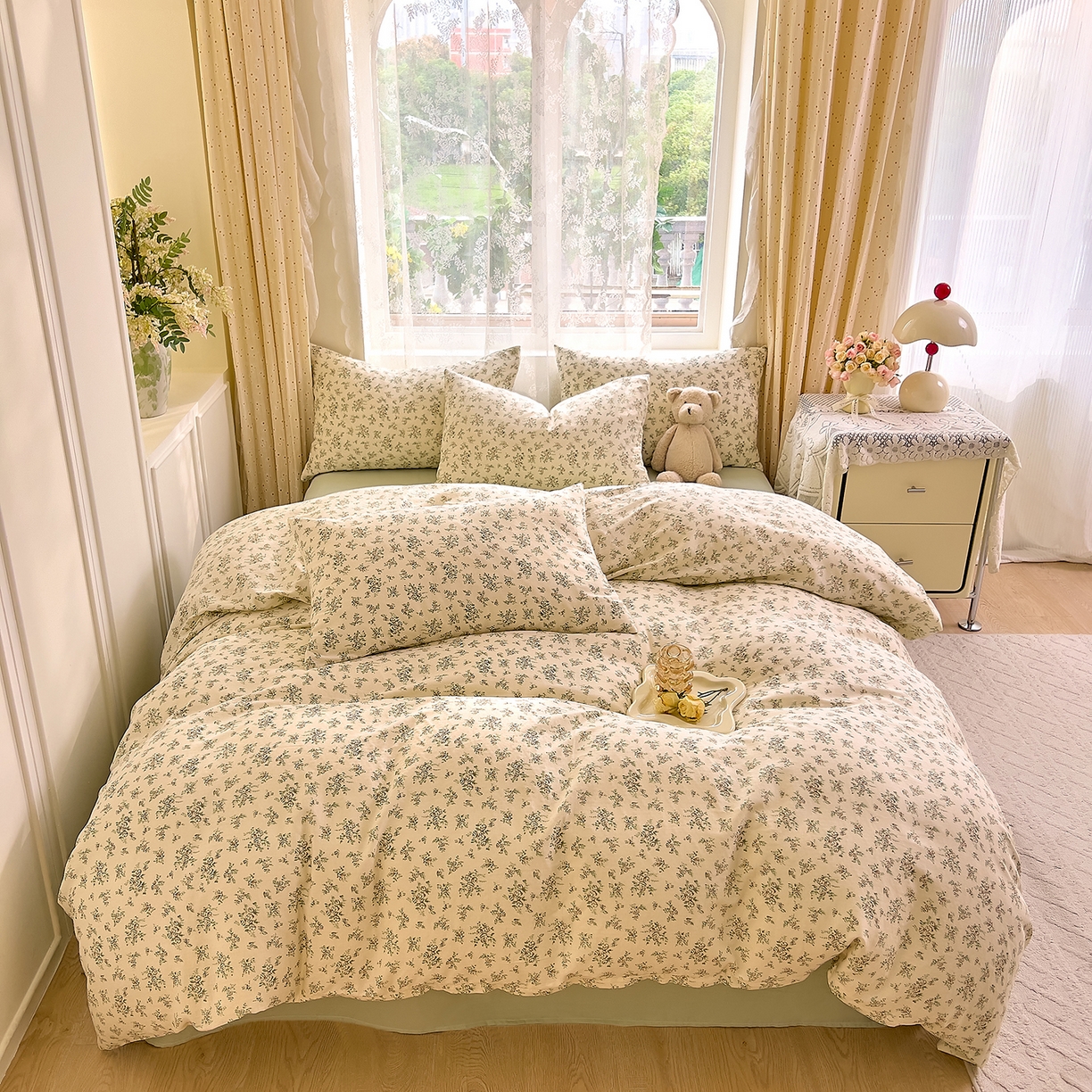 91家纺网 家纺一手货源 找家纺 DoDo 兜兜 2026新款全棉纯棉柔软双层纱套件系列（可定做尺寸） 香草