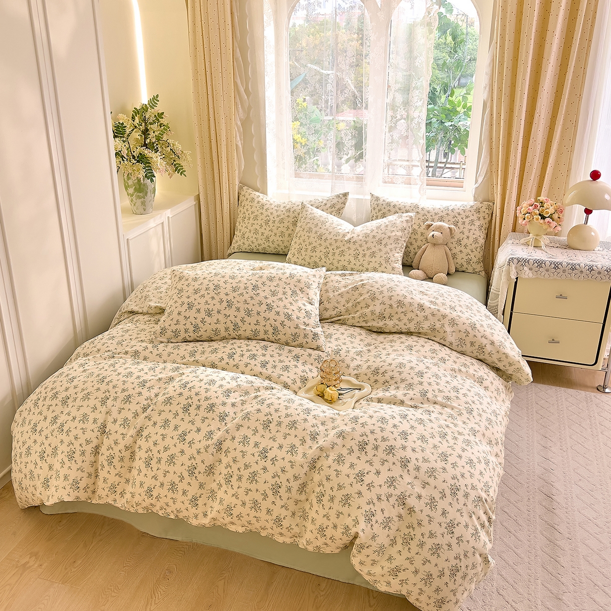 91家纺网 家纺一手货源 找家纺 DoDo 兜兜 2026新款全棉纯棉柔软双层纱套件系列（可定做尺寸） 香草