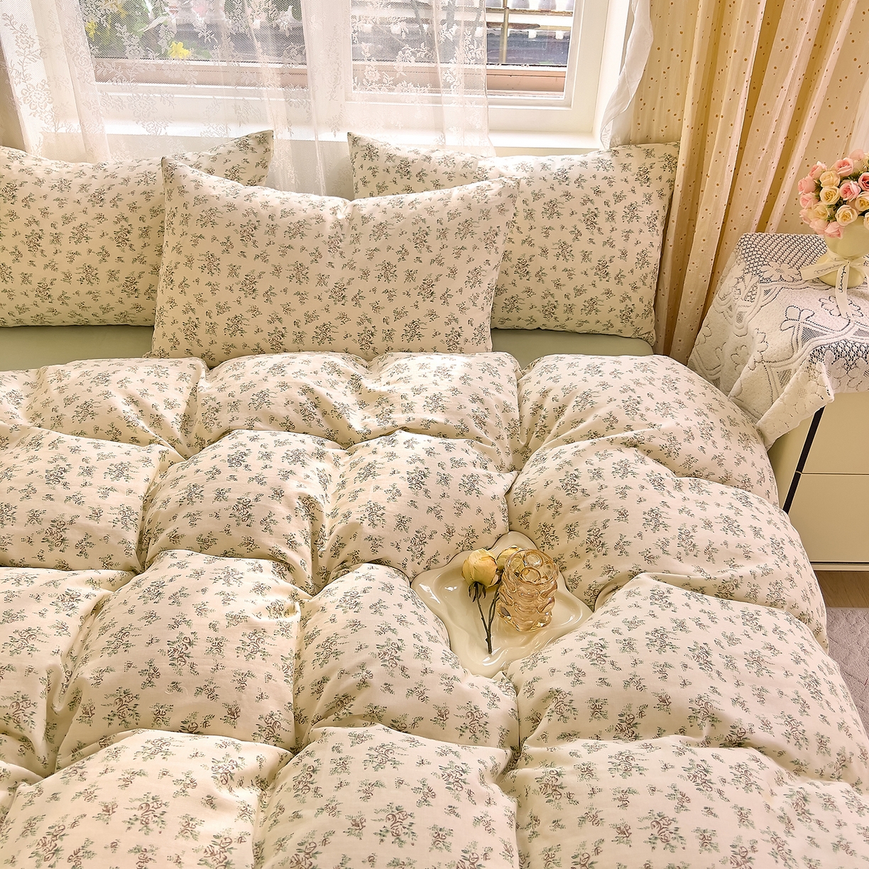 91家纺网 家纺一手货源 找家纺 DoDo 兜兜 2026新款全棉纯棉柔软双层纱套件系列（可定做尺寸） 香草