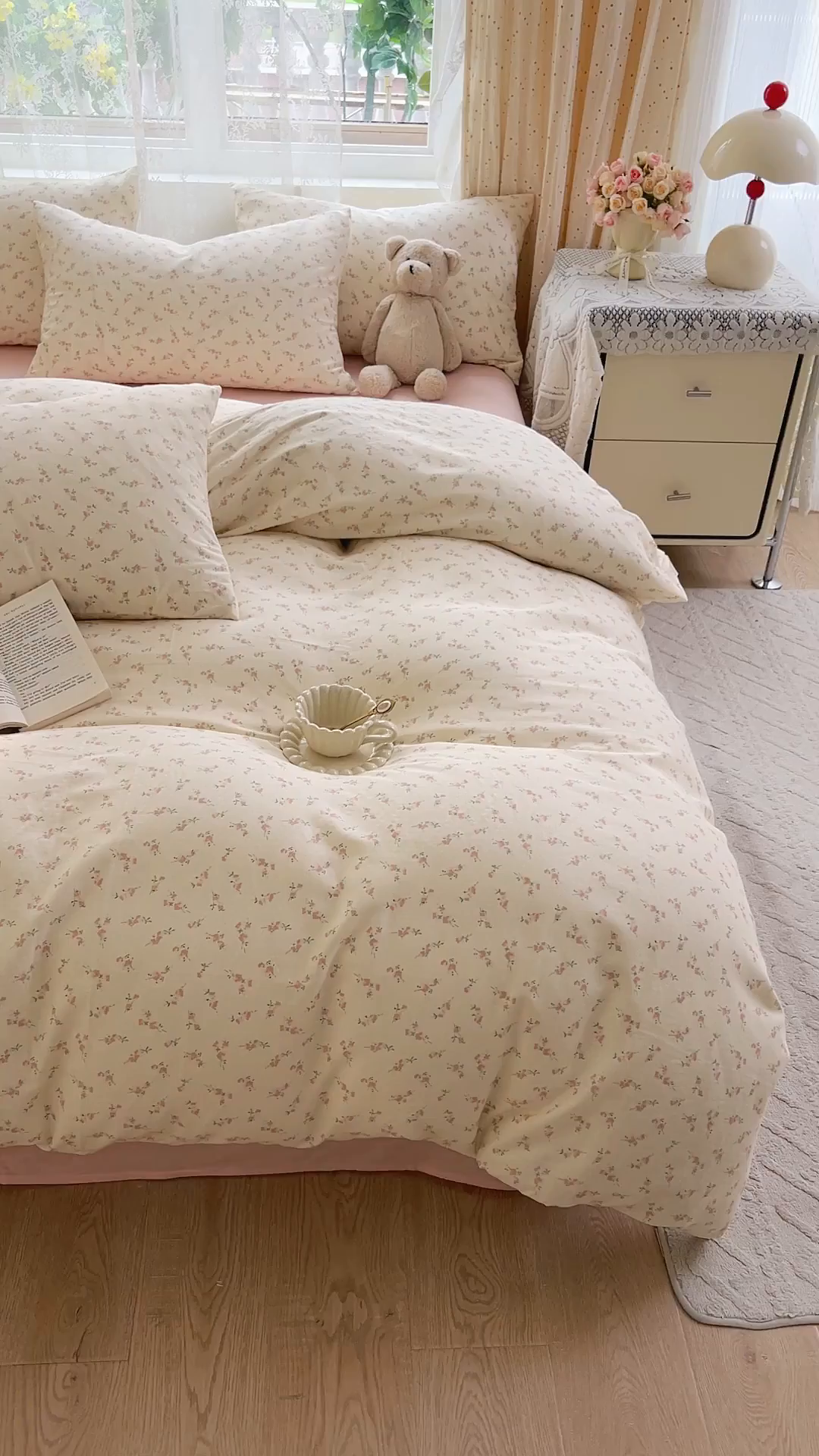 91家纺网 家纺一手货源 找家纺 DoDo 兜兜 2026新款全棉纯棉柔软双层纱套件系列（可定做尺寸） 含笑-粉