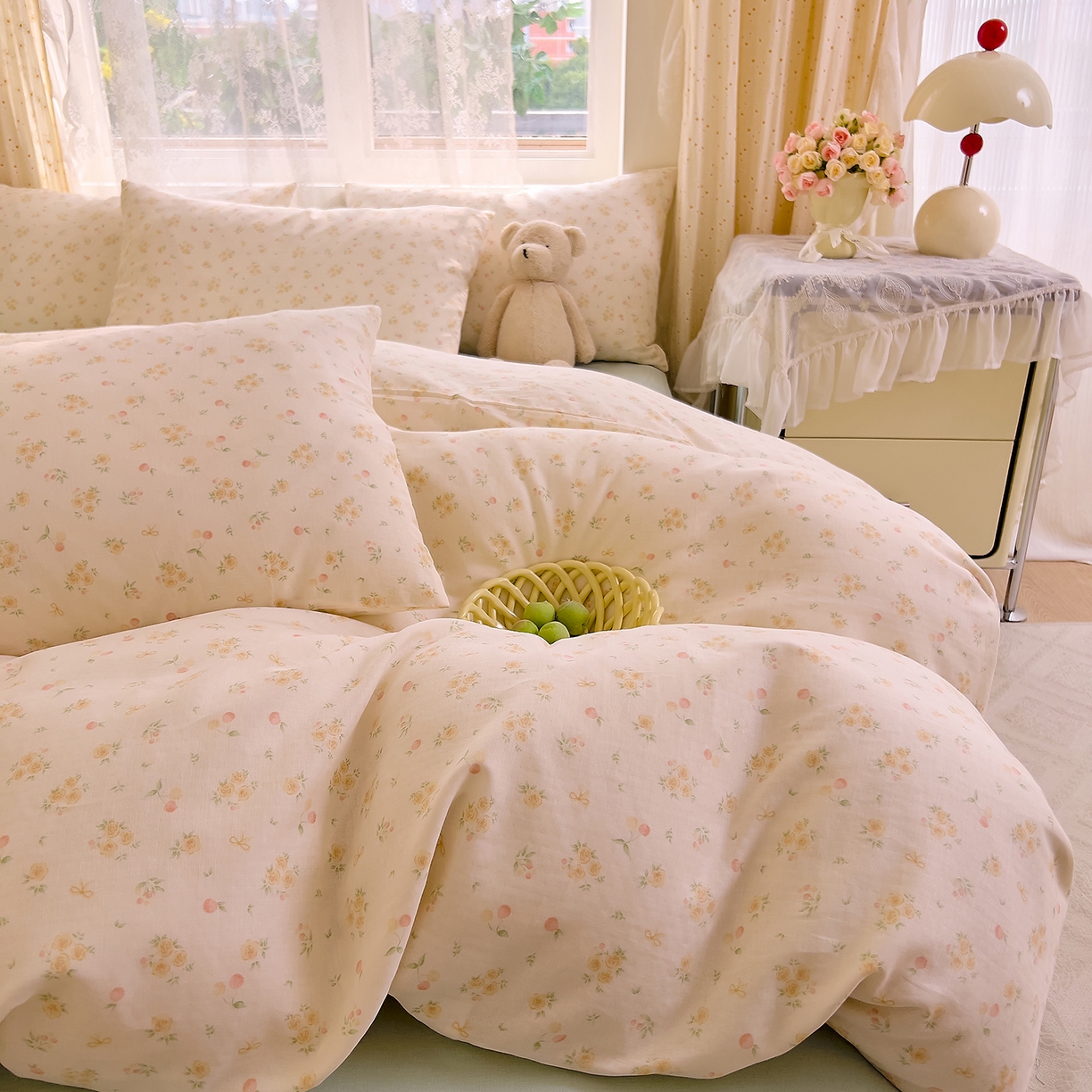 91家纺网 家纺一手货源 找家纺 DoDo 兜兜 2026新款全棉纯棉柔软双层纱单品被套系列（可定做尺寸） 格桑花-黄