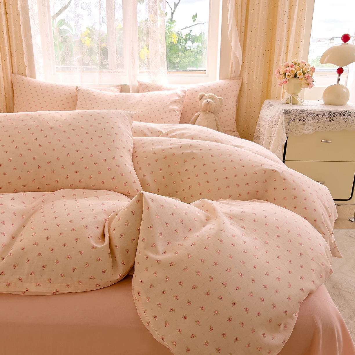 91家纺网 家纺一手货源 找家纺 DoDo 兜兜 2026新款全棉纯棉柔软双层纱单品被套系列（可定做尺寸） 安妮