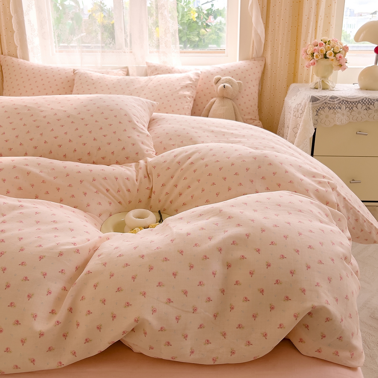 91家纺网 家纺一手货源 找家纺 DoDo 兜兜 2026新款全棉纯棉柔软双层纱单品被套系列（可定做尺寸） 安妮