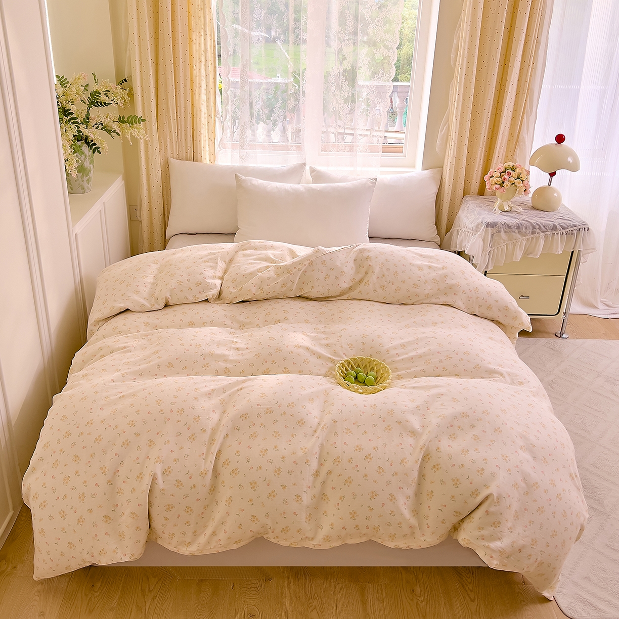 91家纺网 家纺一手货源 找家纺 DoDo 兜兜 2026新款全棉纯棉柔软双层纱单品被套系列（可定做尺寸） 格桑花-黄