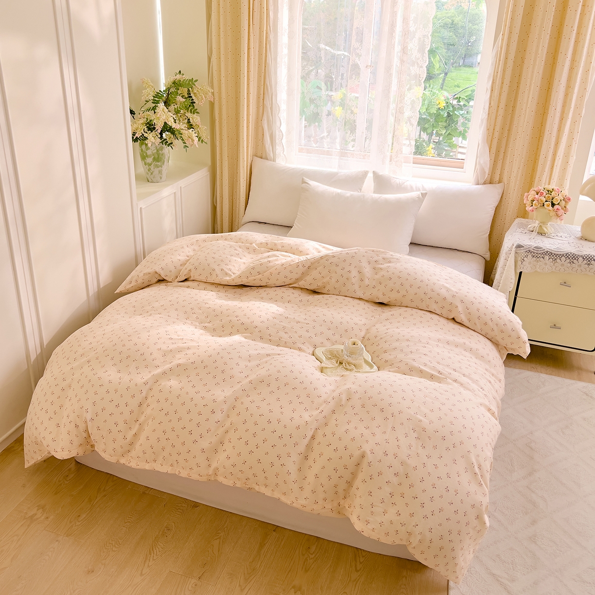 91家纺网 家纺一手货源 找家纺 DoDo 兜兜 2026新款全棉纯棉柔软双层纱单品被套系列（可定做尺寸） 乔安娜