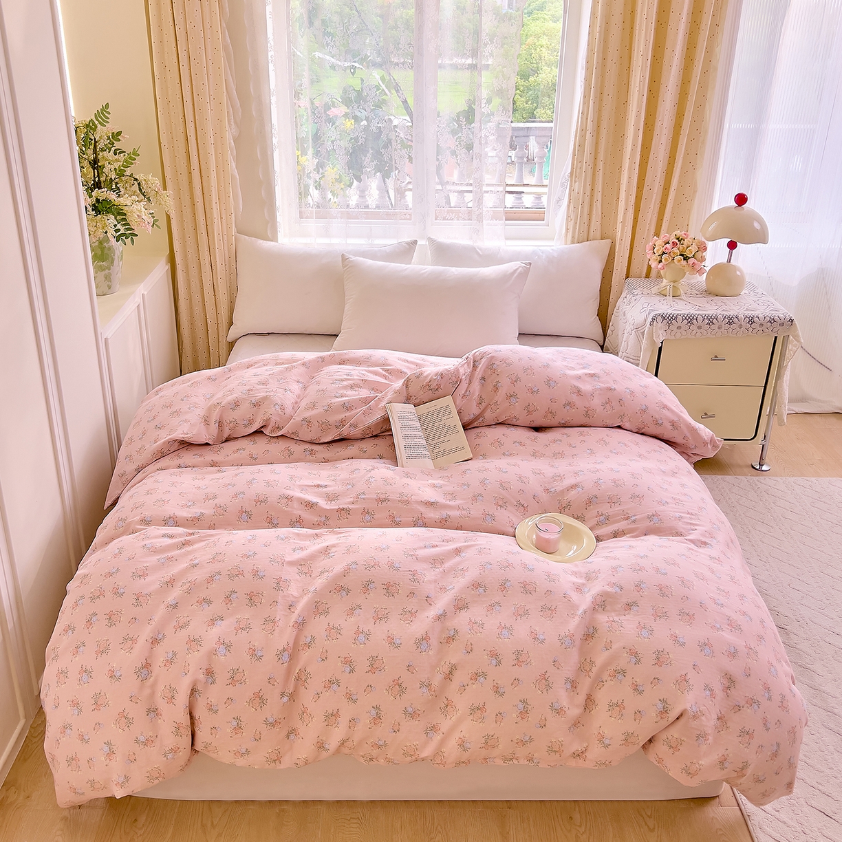 91家纺网 家纺一手货源 找家纺 DoDo 兜兜 2026新款全棉纯棉柔软双层纱单品被套系列（可定做尺寸） 浅茉