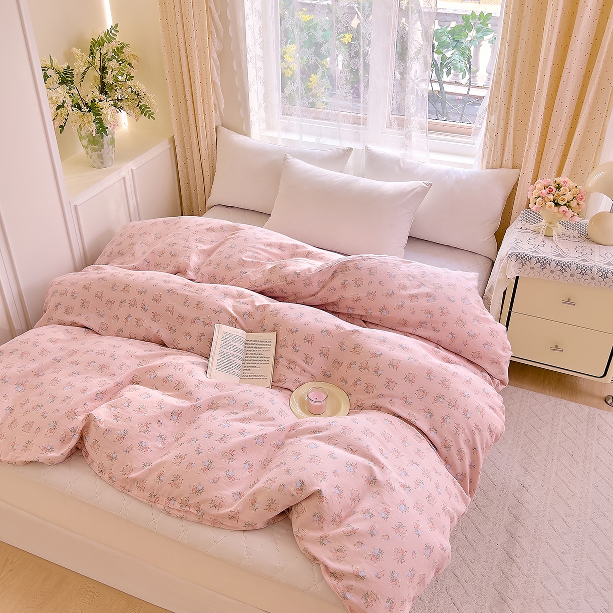 91家纺网 家纺一手货源 找家纺 DoDo 兜兜 2026新款全棉纯棉柔软双层纱单品被套系列（可定做尺寸） 浅茉