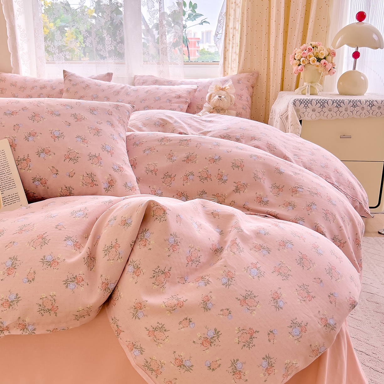 91家纺网 家纺一手货源 找家纺 DoDo 兜兜 2026新款全棉纯棉柔软双层纱单品被套系列（可定做尺寸） 浅茉