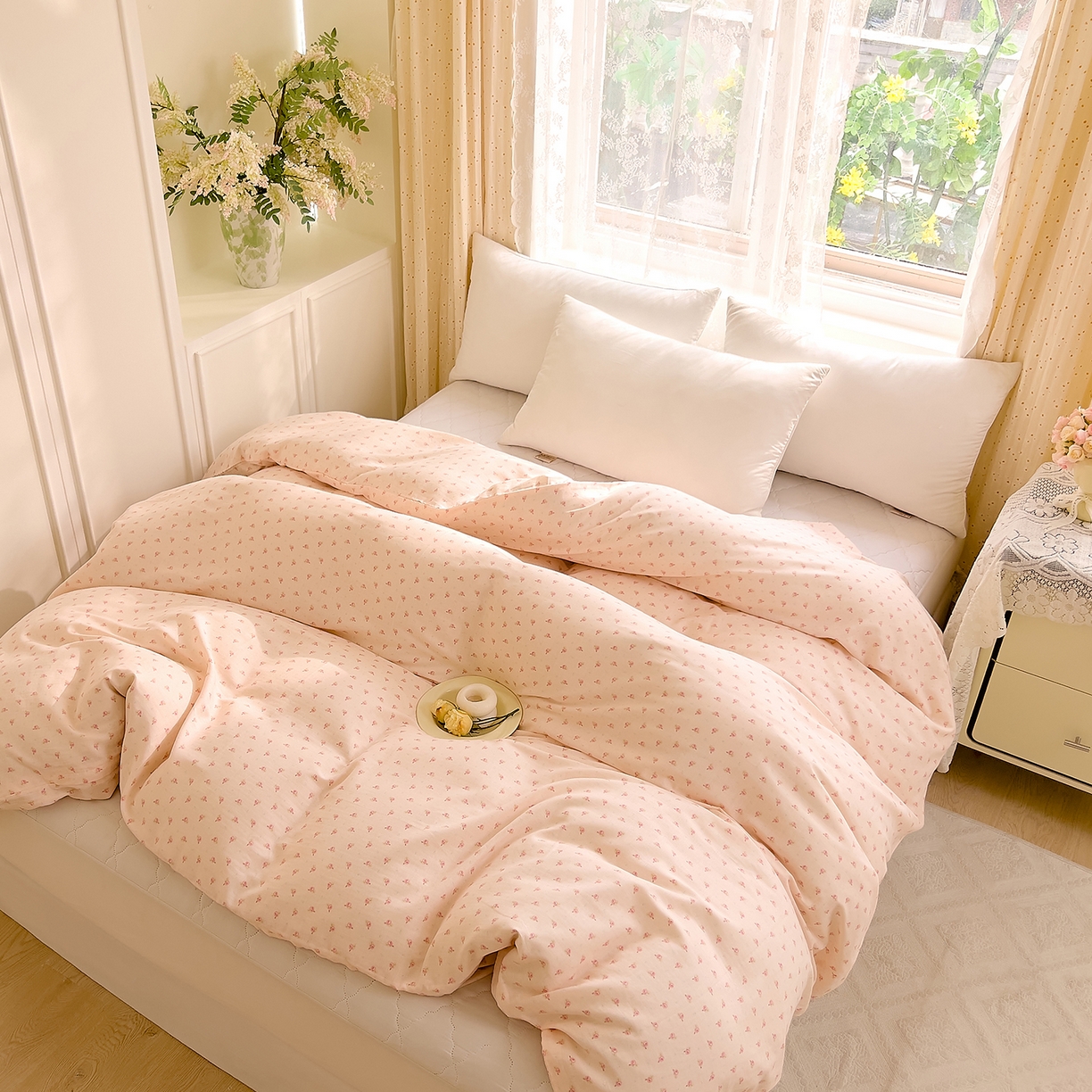 91家纺网 家纺一手货源 找家纺 DoDo 兜兜 2026新款全棉纯棉柔软双层纱单品被套系列（可定做尺寸） 安妮