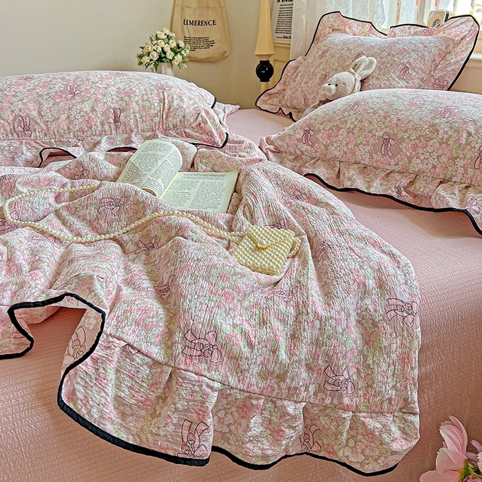 91家纺网 家纺一手货源 找家纺 （总）富米莱（原臻工厂） 2025新款云感赫本风亲肤棉夏被夏凉被空调被四件套