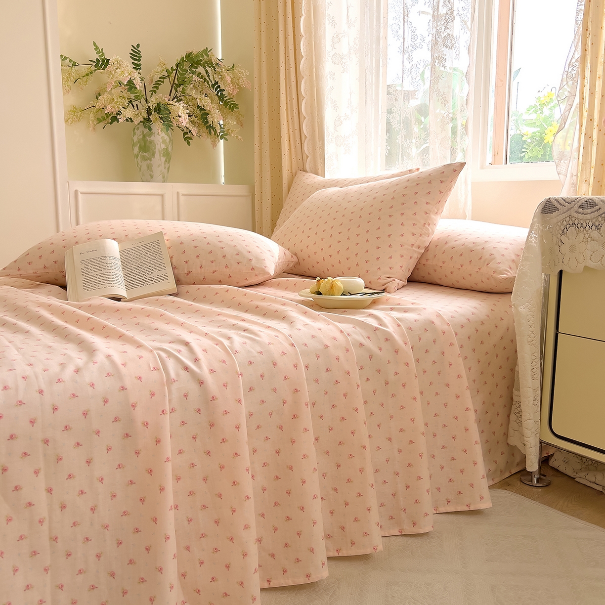 91家纺网 家纺一手货源 找家纺 DoDo 兜兜 2026新款全棉纯棉柔软双层纱单品床单系列（可定做尺寸） 安妮