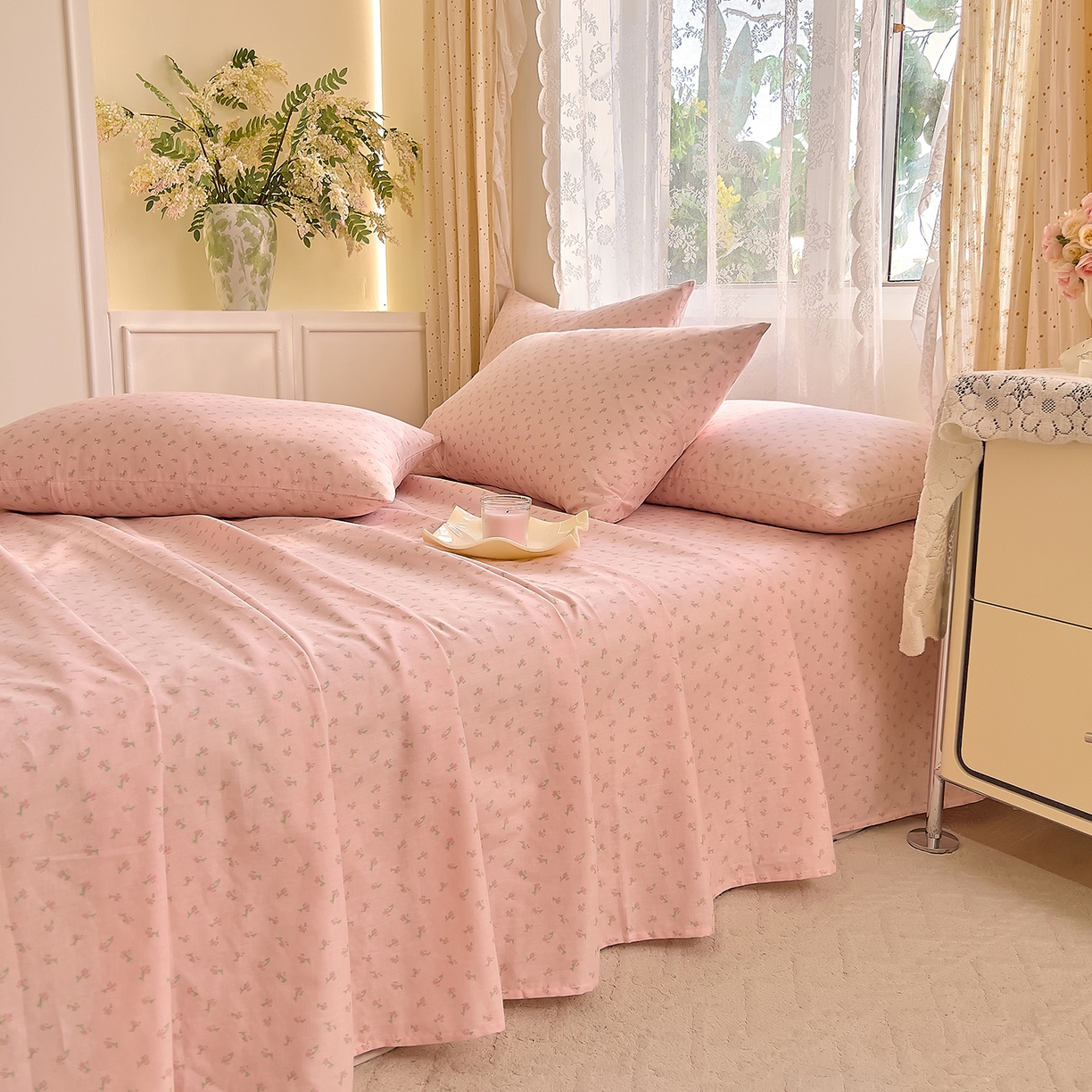 91家纺网 家纺一手货源 找家纺 DoDo 兜兜 2026新款全棉纯棉柔软双层纱单品床单系列（可定做尺寸） 甜梦