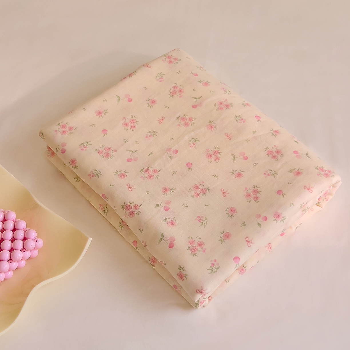 91家纺网 家纺一手货源 找家纺 DoDo 兜兜 2026新款全棉纯棉柔软双层纱单品床单系列（可定做尺寸） 格桑花-粉