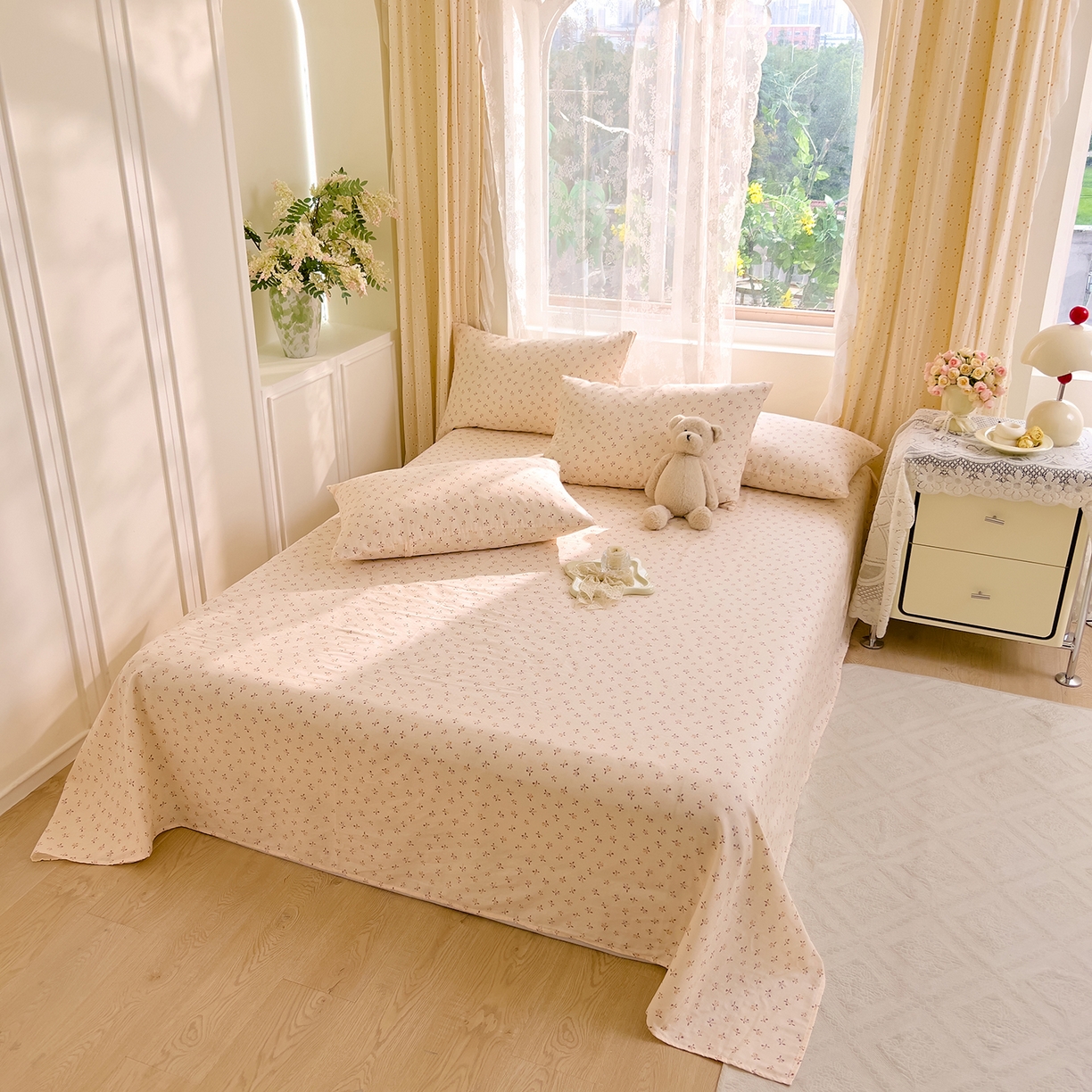 91家纺网 家纺一手货源 找家纺 DoDo 兜兜 2026新款全棉纯棉柔软双层纱单品床单系列（可定做尺寸） 乔安娜