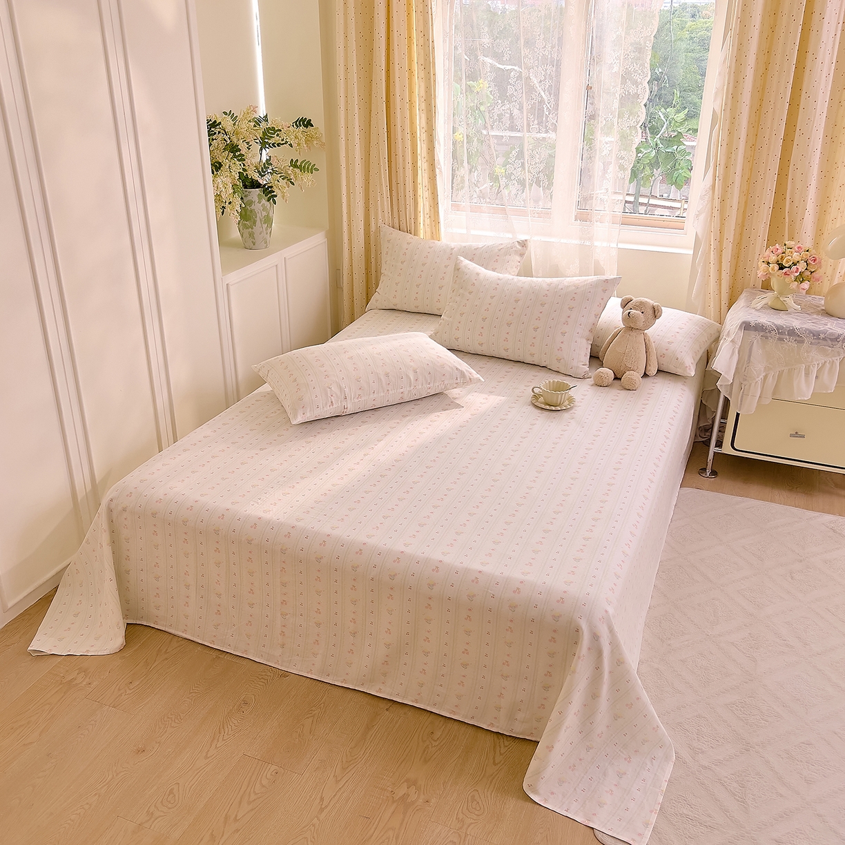 91家纺网 家纺一手货源 找家纺 DoDo 兜兜 2026新款全棉纯棉柔软双层纱单品床单系列（可定做尺寸） 软芙