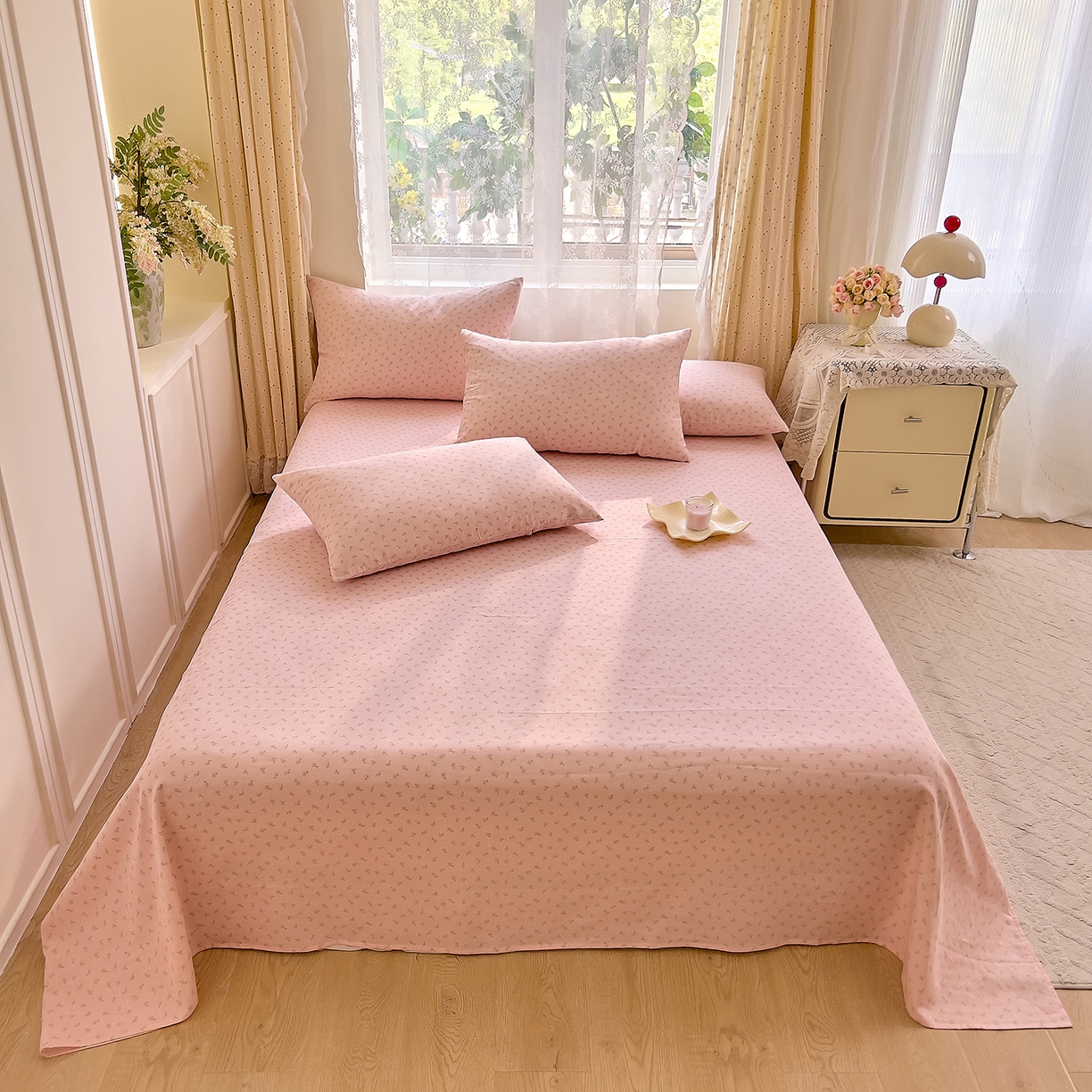 91家纺网 家纺一手货源 找家纺 DoDo 兜兜 2026新款全棉纯棉柔软双层纱单品床单系列（可定做尺寸） 甜梦