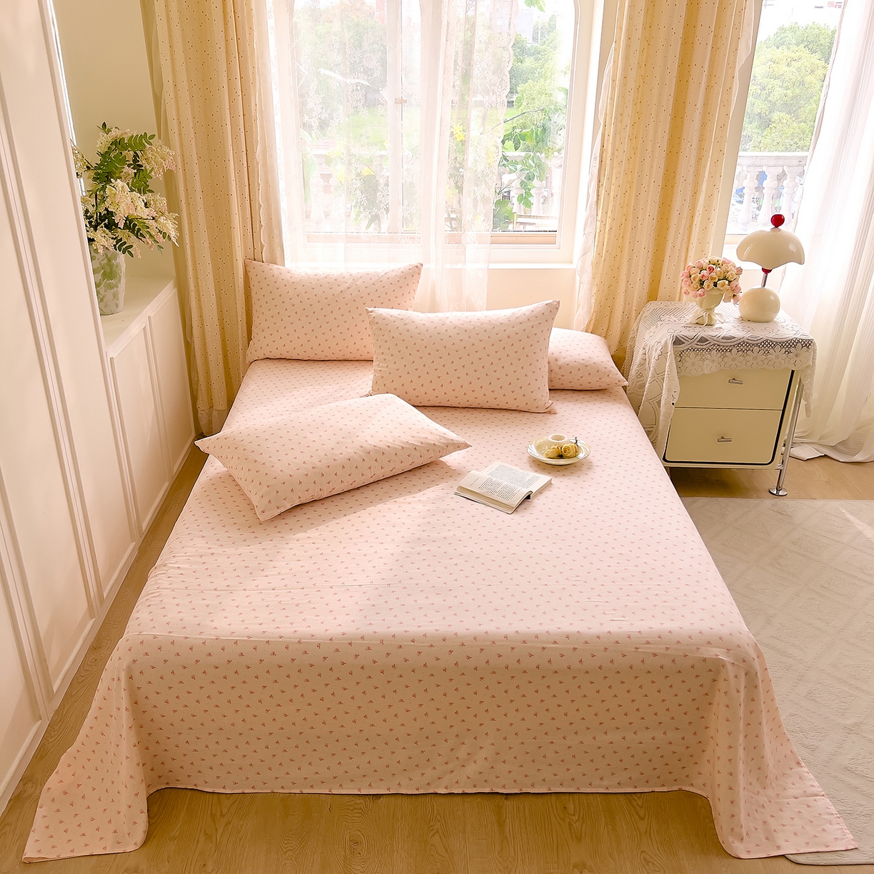 91家纺网 家纺一手货源 找家纺 DoDo 兜兜 2026新款全棉纯棉柔软双层纱单品床单系列（可定做尺寸） 安妮