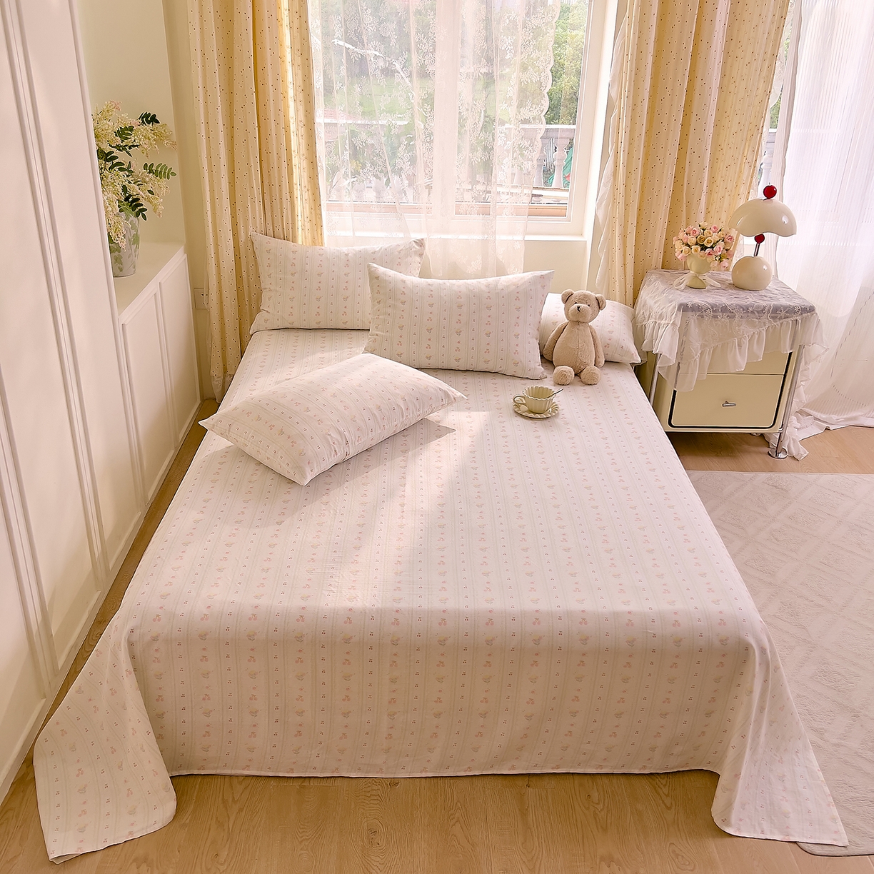 91家纺网 家纺一手货源 找家纺 DoDo 兜兜 2026新款全棉纯棉柔软双层纱单品床单系列（可定做尺寸） 软芙