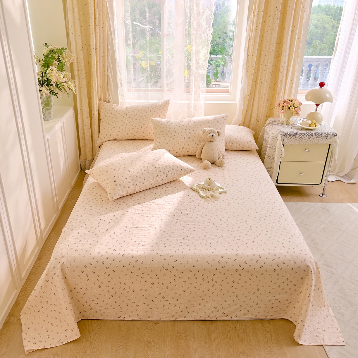 91家纺网 家纺一手货源 找家纺 DoDo 兜兜 2026新款全棉纯棉柔软双层纱单品床单系列（可定做尺寸） 乔安娜