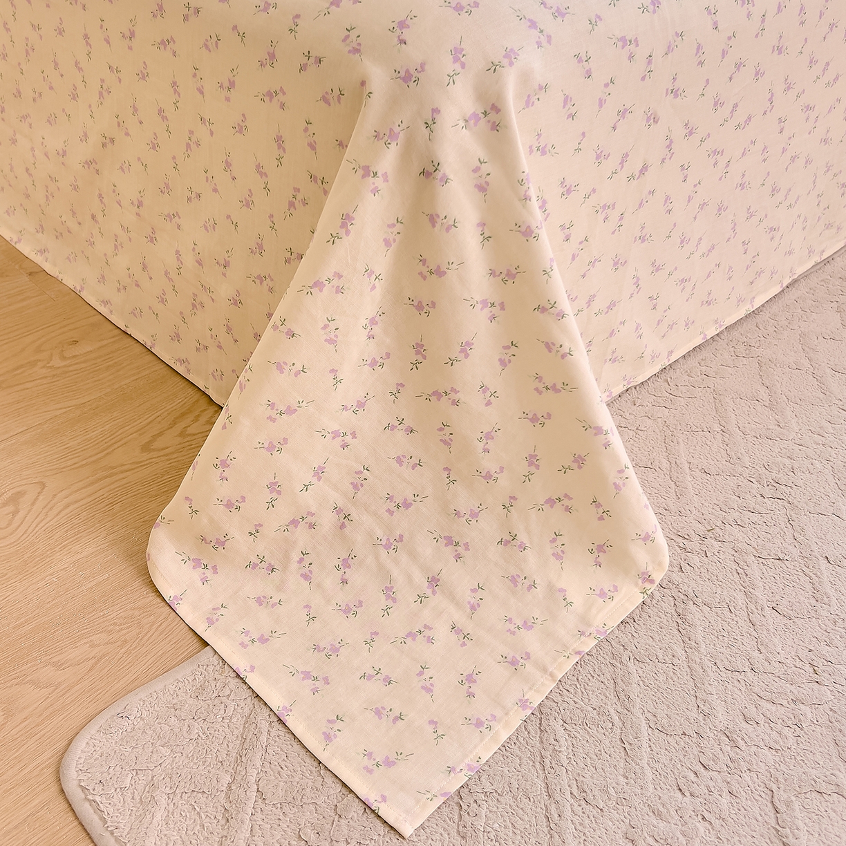 91家纺网 家纺一手货源 找家纺 DoDo 兜兜 2026新款全棉纯棉柔软双层纱单品床单系列（可定做尺寸） 含笑-紫