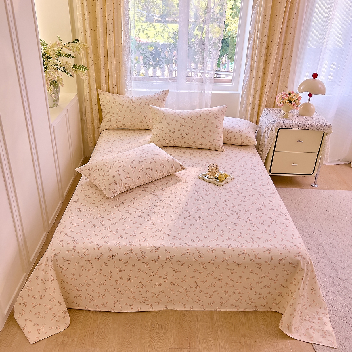 91家纺网 家纺一手货源 找家纺 DoDo 兜兜 2026新款全棉纯棉柔软双层纱单品床单系列（可定做尺寸） 美娜